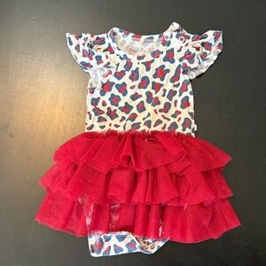 Red and Blue Ruffle Baby Onesie tulle dress
